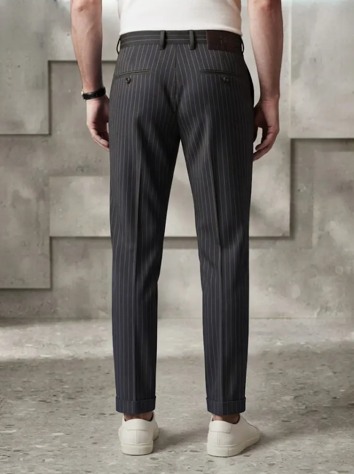 Bemount Deep Charcoal Pinstripe Chino, back view
