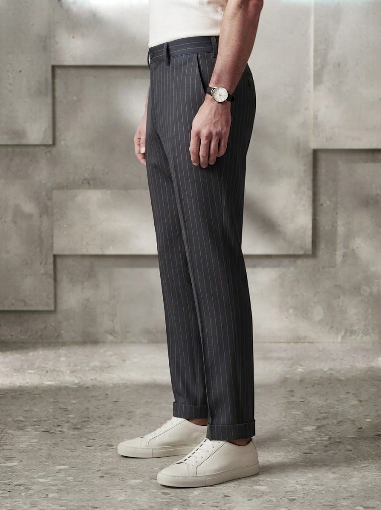 Deep Charcoal Pinstripe Chino, side view
