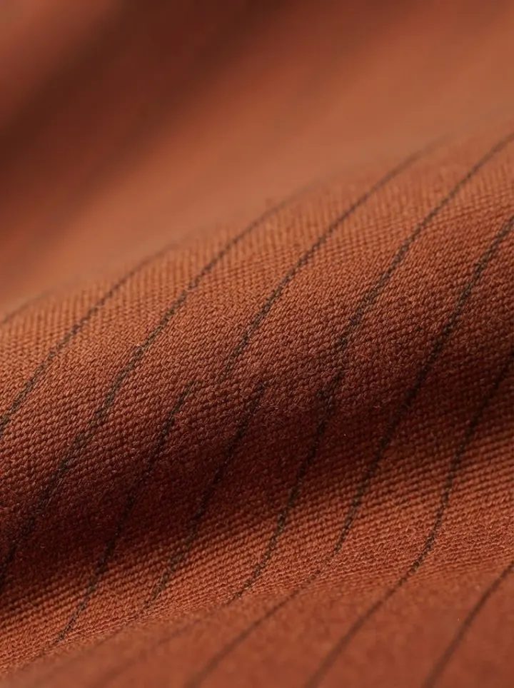 Bemount Earthy Rust Pinstripe Chino, texture view