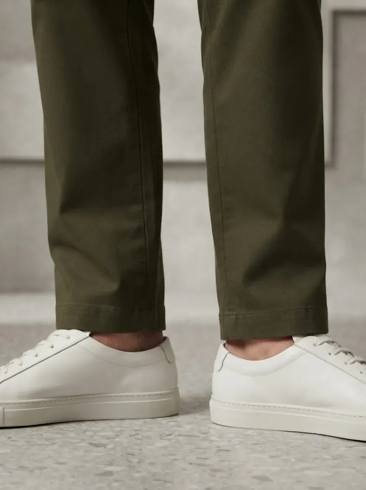 Bemount Olive Green Chino, hem view