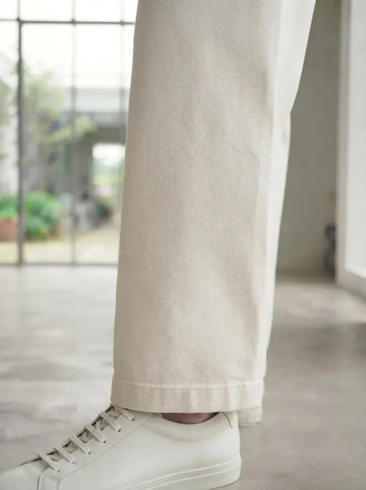 Bemount Wide-Leg Chino, Canvas White, hem view