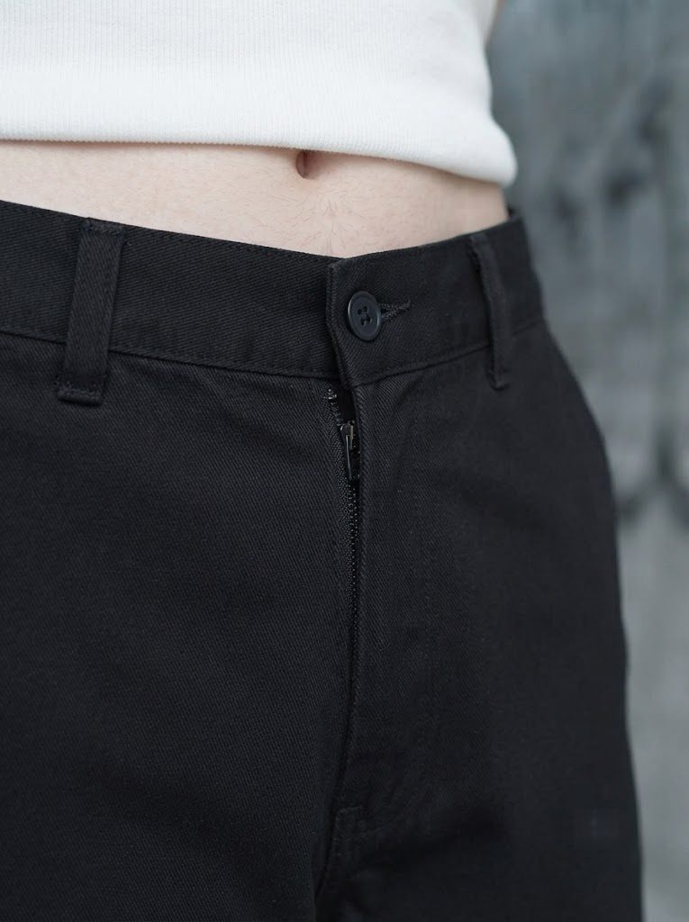 Wide-Leg Chino, Pitch Black, waist view