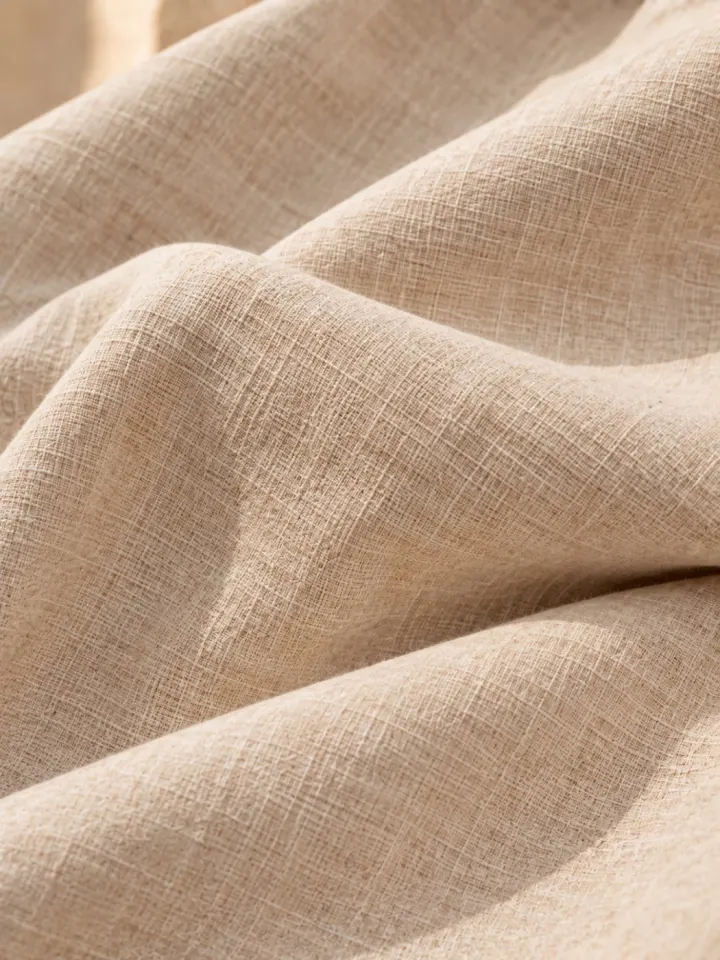 Bemount Bemount Natural Linen Lounge Co-ord Set in Natural Flax, fabric texture