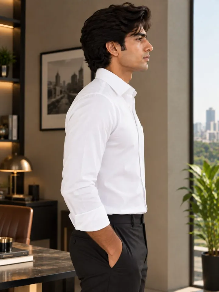 Bemount Bemount Signature White Poplin Shirt in White, side view