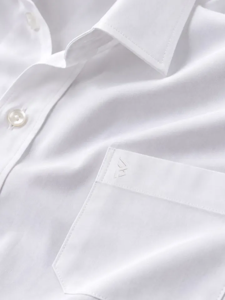 Bemount Bemount Signature White Poplin Shirt in White, closeup view