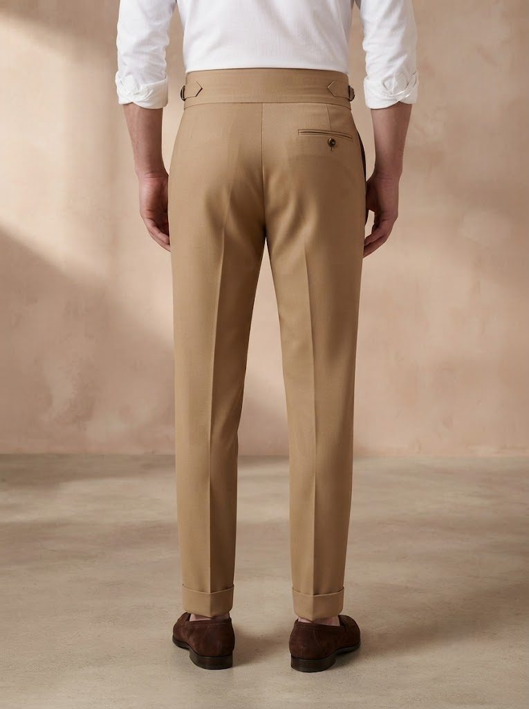 Elegant Khaki Gurkha Trouser, back view