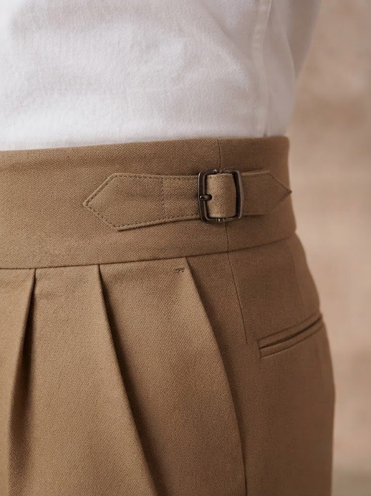Elegant Khaki Gurkha Trouser, buckle view