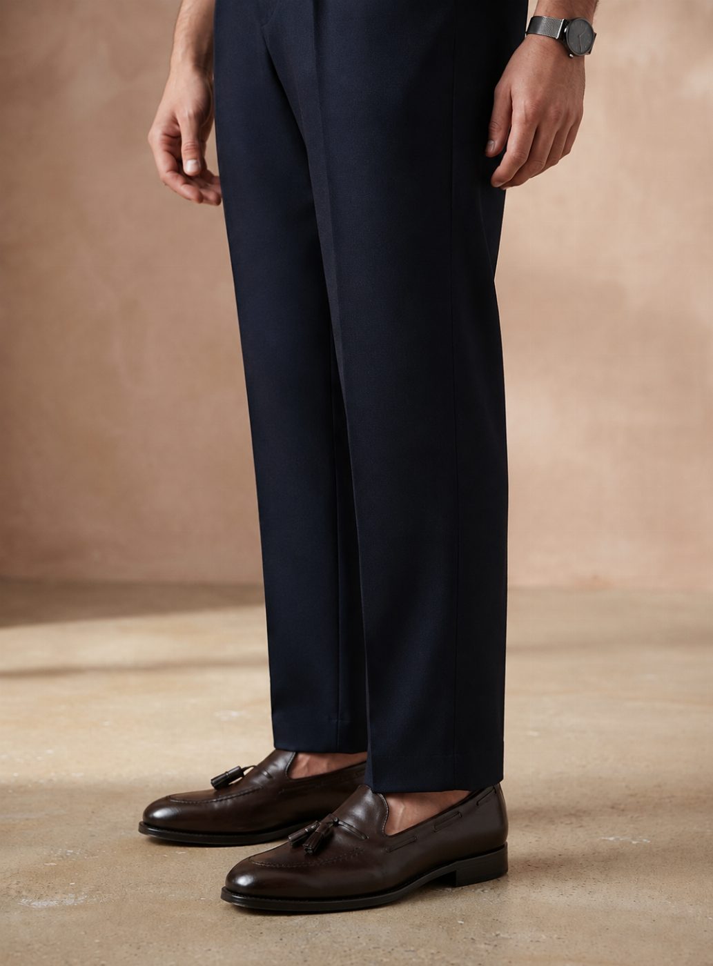Midnight Navy Gurkha Trouser, hem view