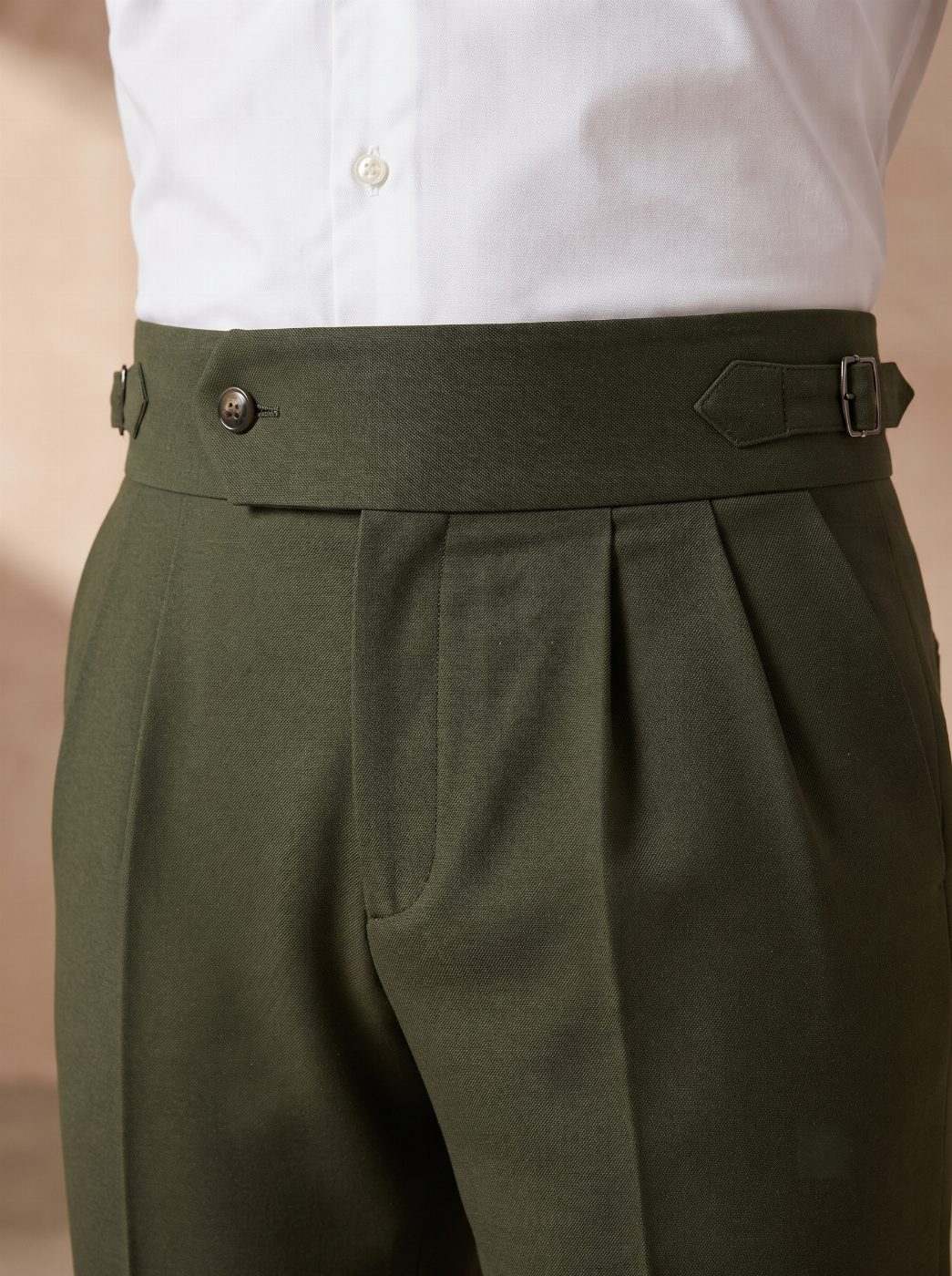 Sartorial Olive Gurkha Trouser, waist view