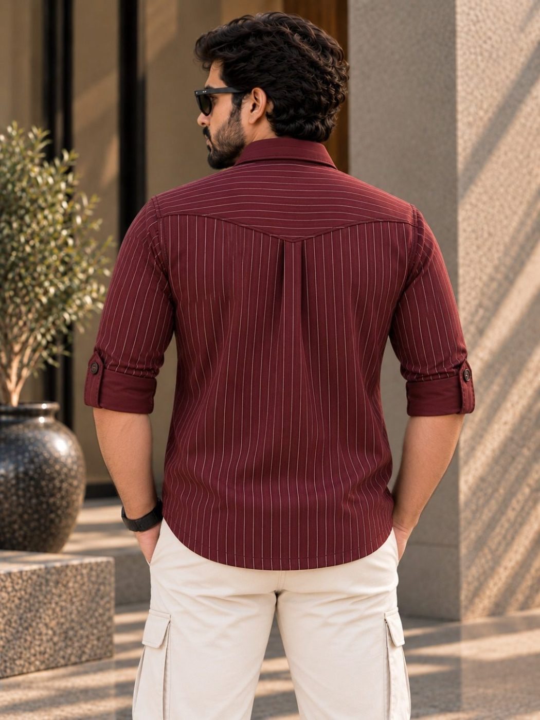Burgundy Pinstripe Hunter Shirt, view 4