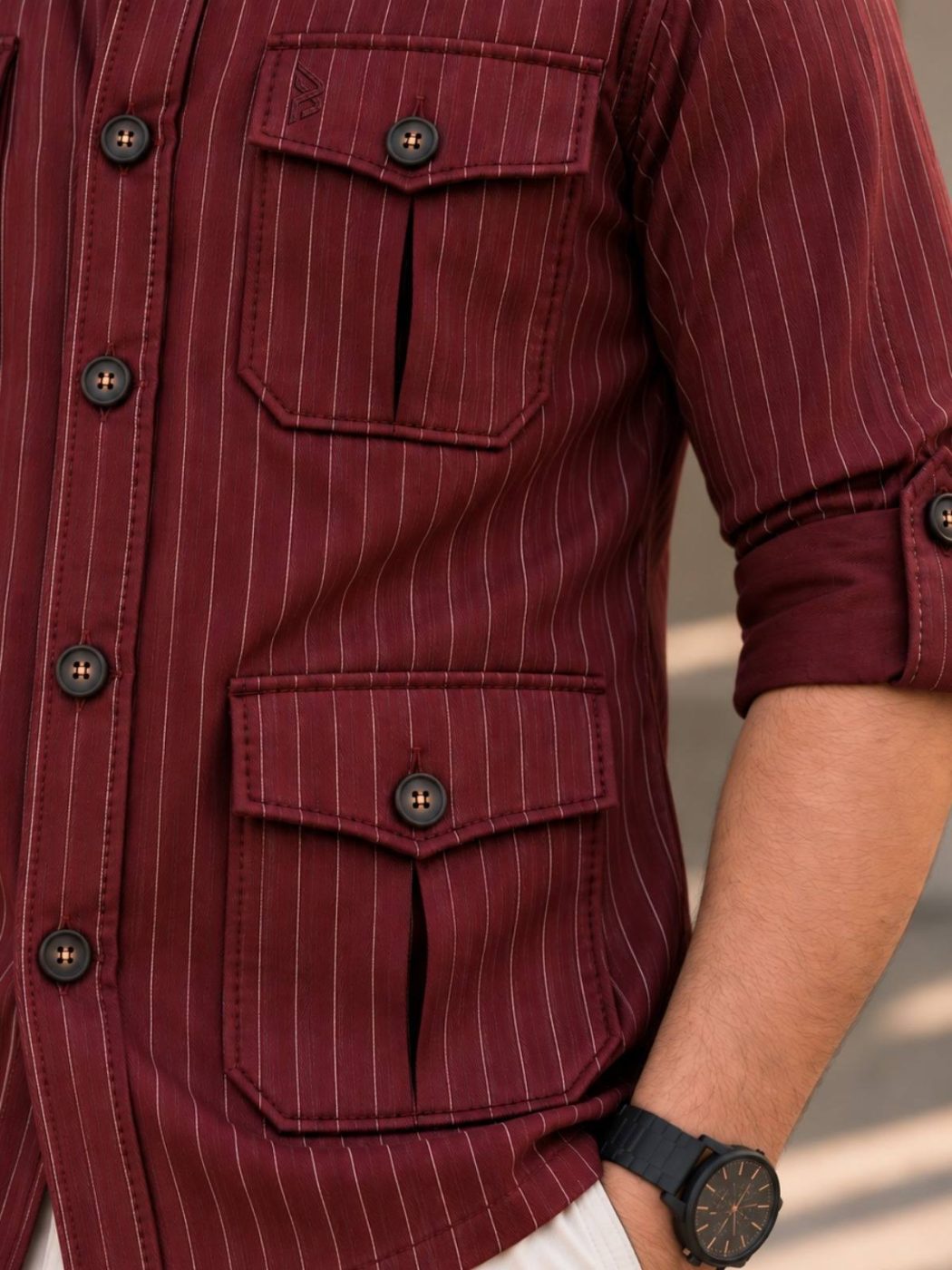 Burgundy Pinstripe Hunter Shirt, view 6