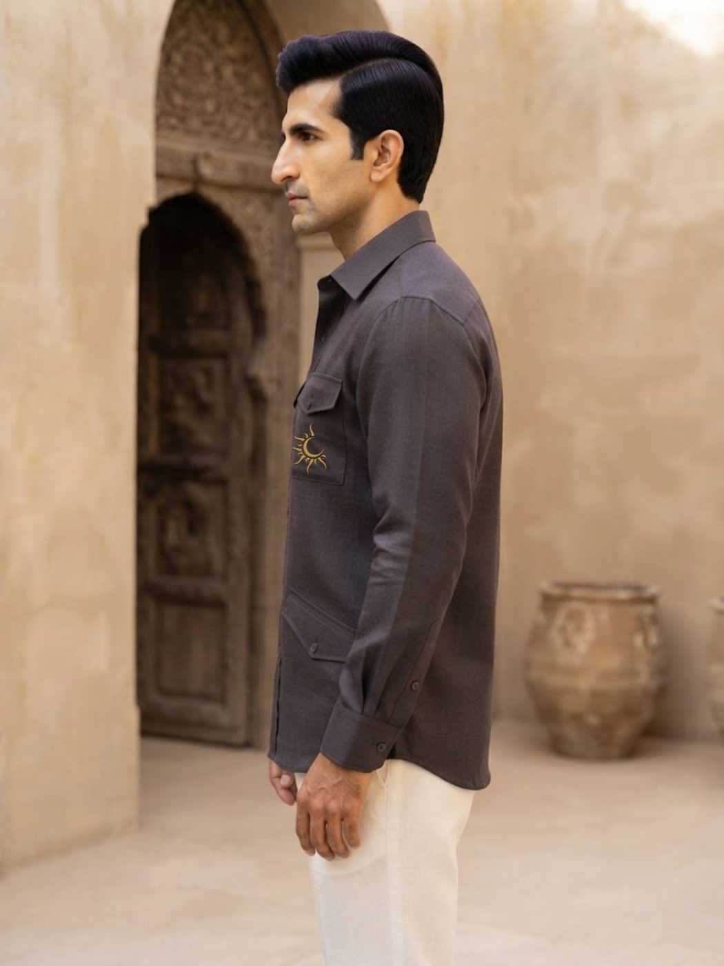 Rajputana Slate Linen Hunter Shirt, view 3