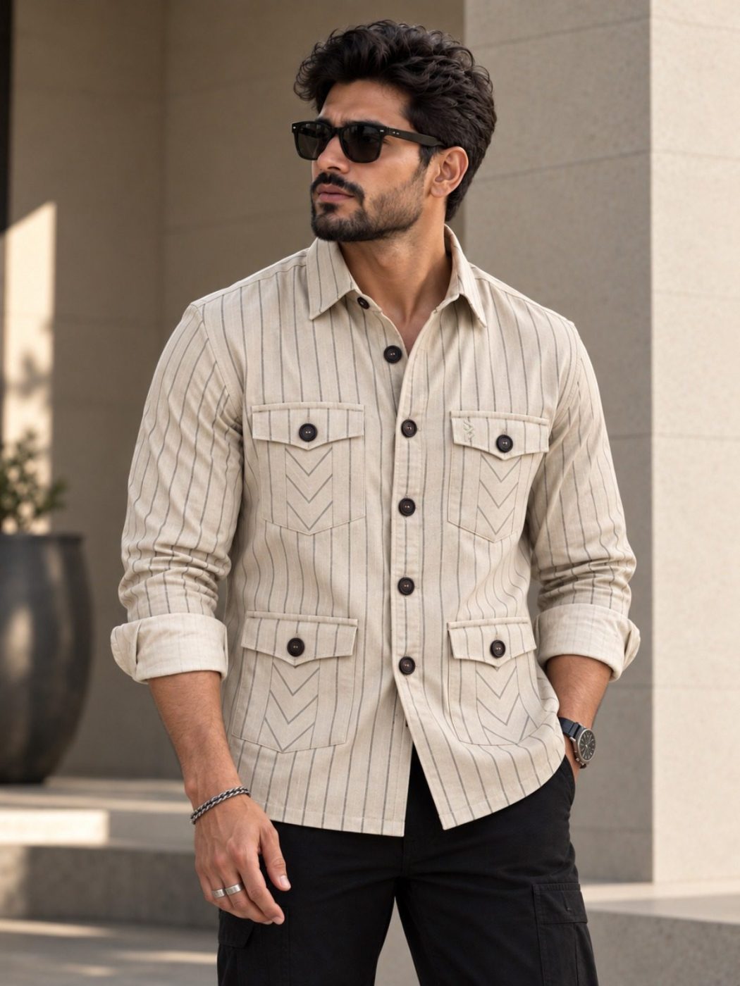 Ridgeway Pinstripe Hunter Shirt, view 4