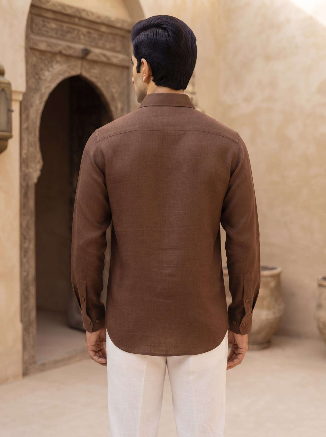 Rajputana Tobacco Linen Hunter Shirt, view 4