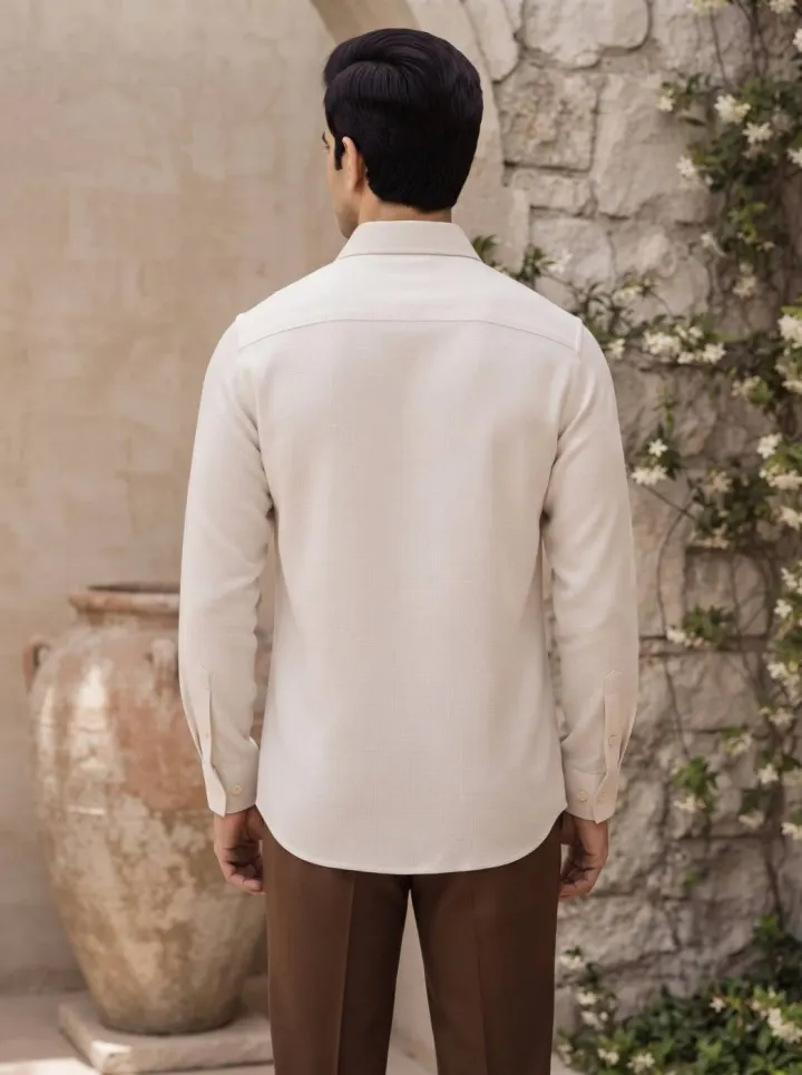 Bemount Rajputana White Linen Hunter Shirt, view 4