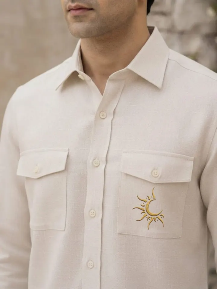 Bemount Rajputana White Linen Hunter Shirt, view 5