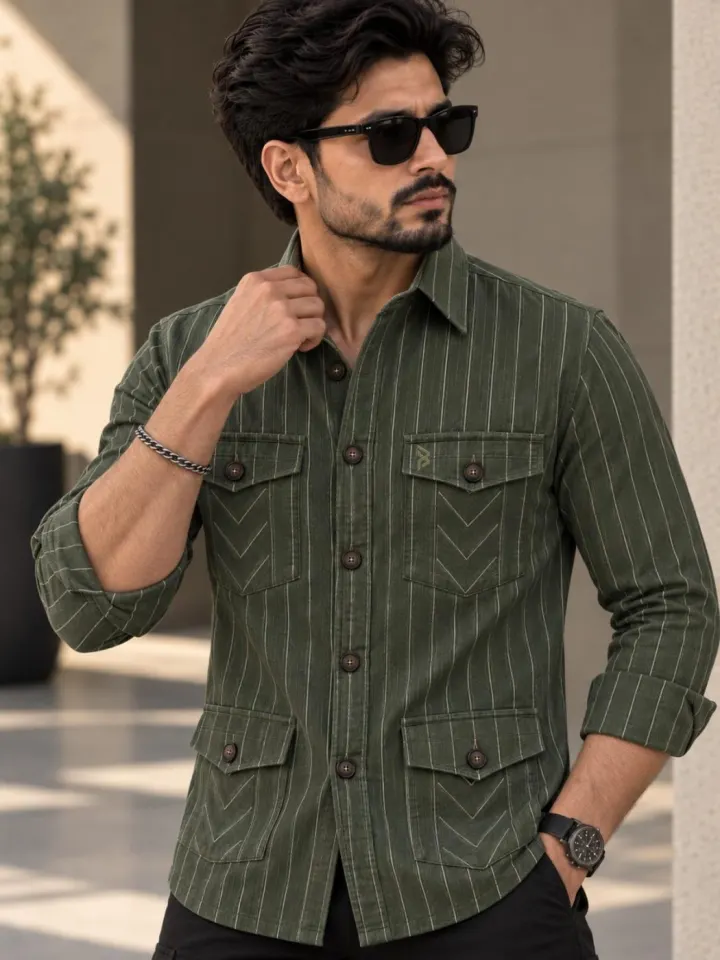 Bemount Woodland Pinstripe Hunter Shirt, view 1