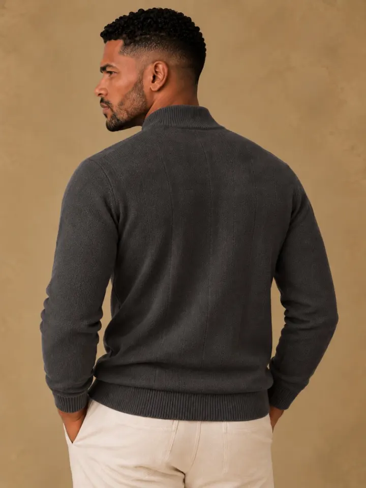 Bemount Bemount Charcoal Grey Contemporary Henley, view 4
