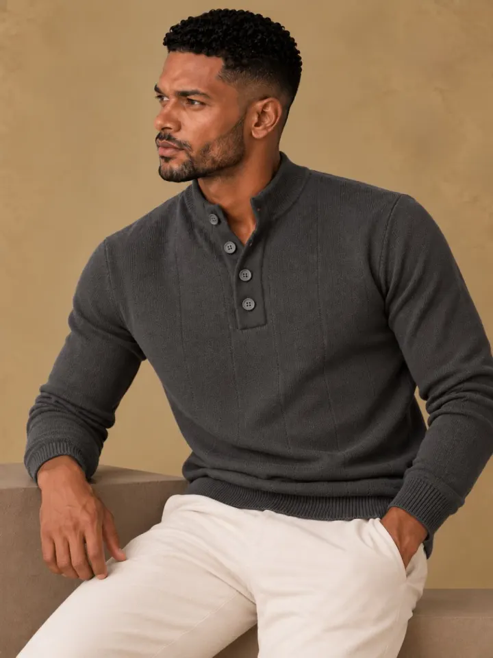 Bemount Bemount Charcoal Grey Contemporary Henley, view 5