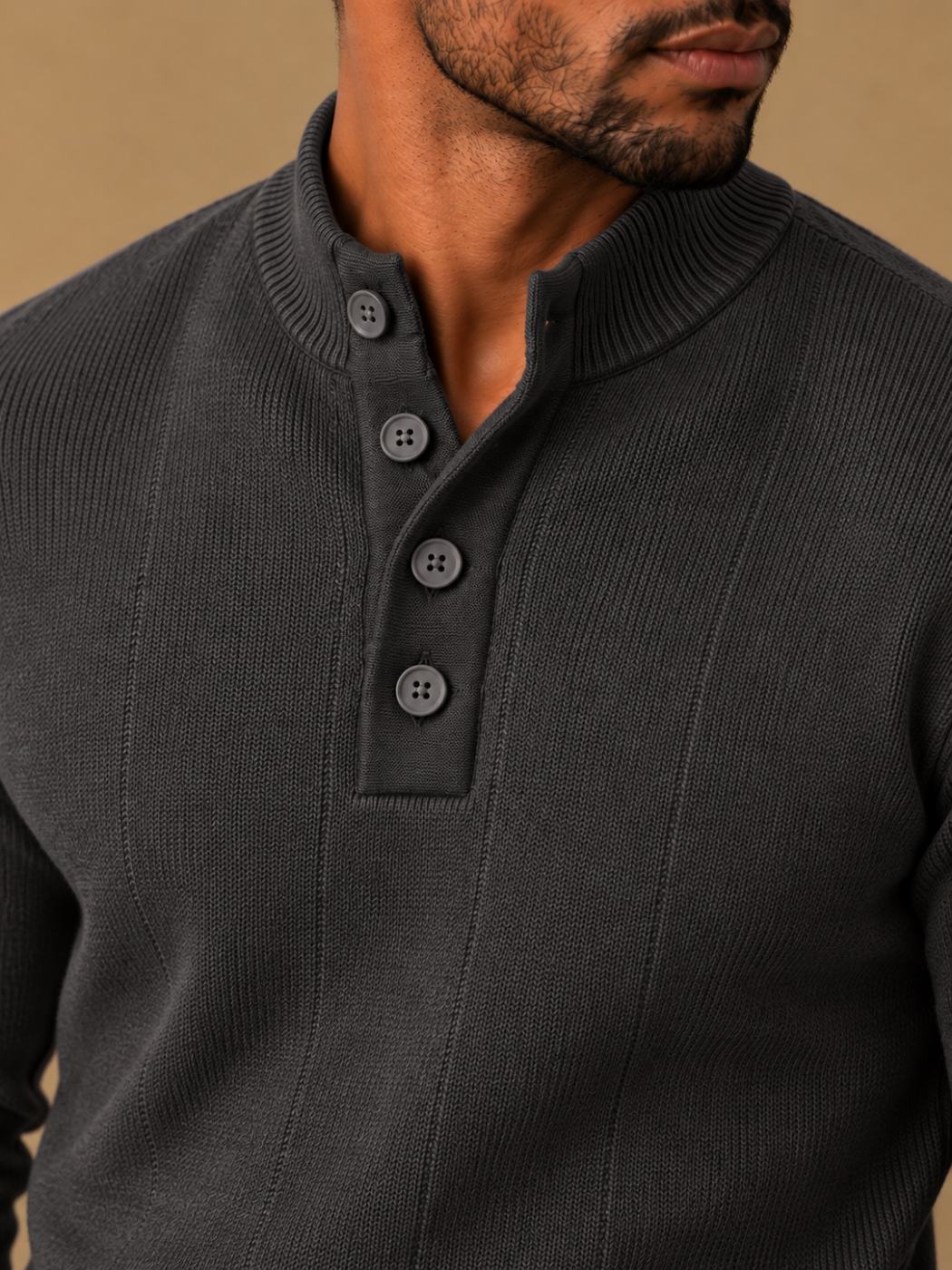 Bemount Bemount Charcoal Grey Contemporary Henley, view 6
