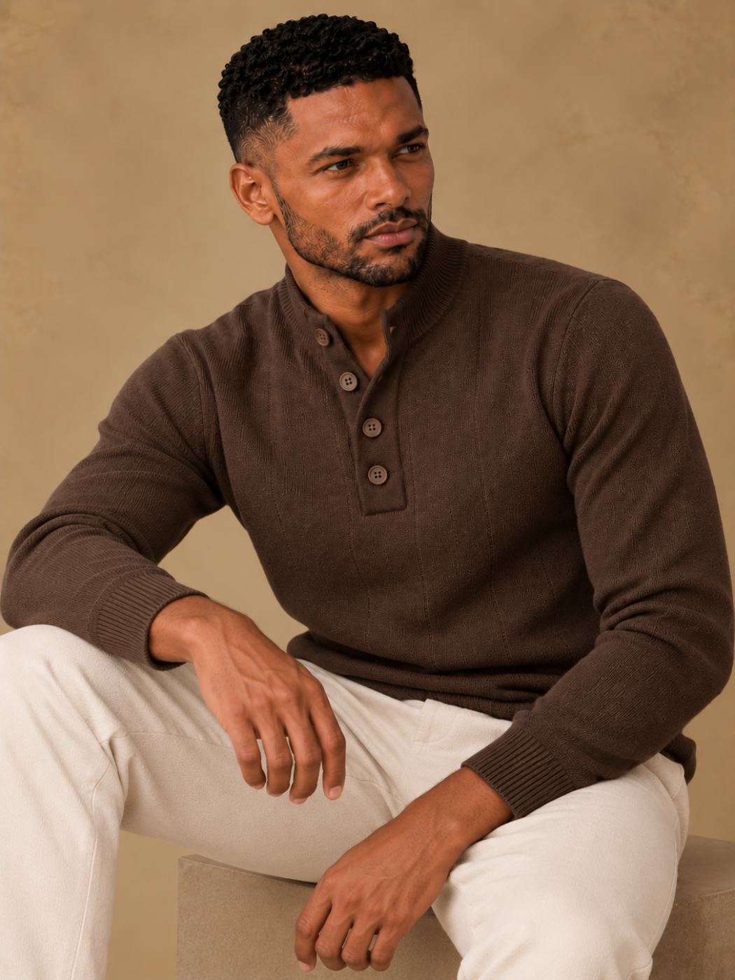 Bemount Bemount Deep Chocolate Contemporary Henley, view 6