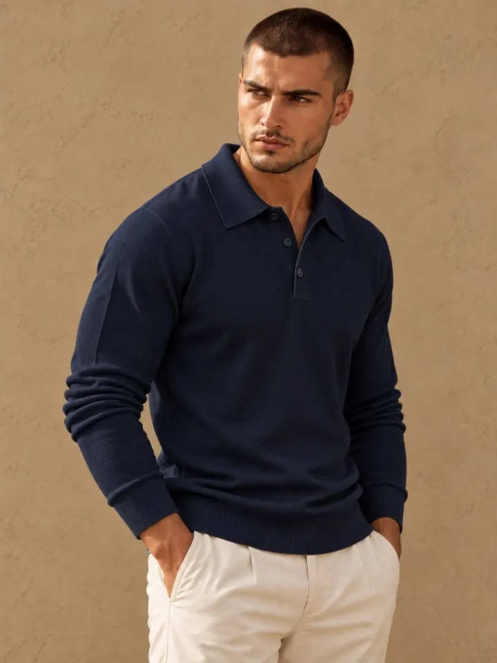 Bemount Bemount Midnight Navy Placket Polo, front view