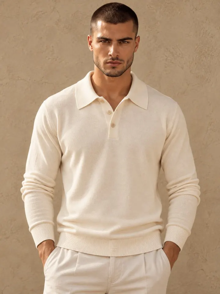 Bemount Bemount Warm Ivory Placket Polo, front view