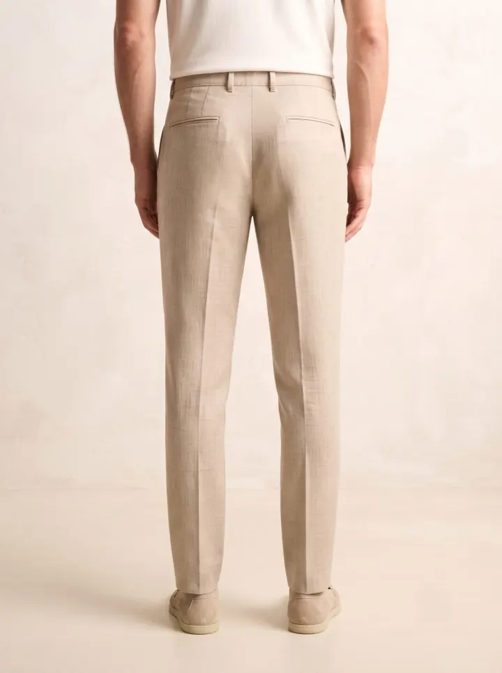 Bemount Amalfi Linen Trouser, Natural Flax, back view in Natural Flax