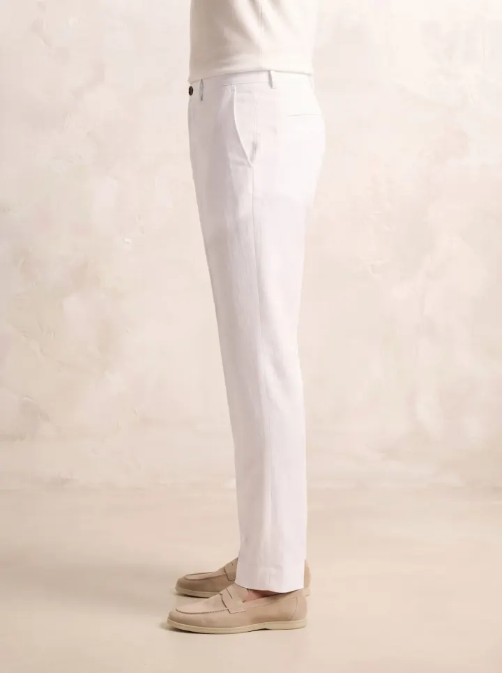 Capri Linen Trouser, Optic White, side view in Optic White