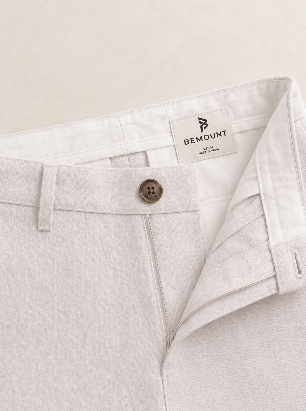Capri Linen Trouser, Optic White, waiste view in Optic White