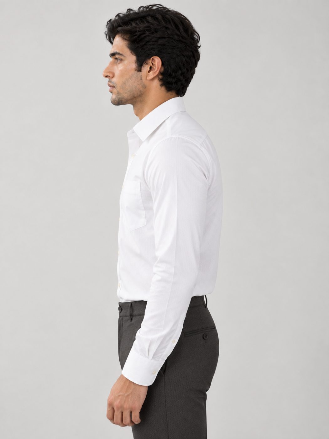 Bemount Bemount Classic White Cotton Oxford Shirt in White, side view