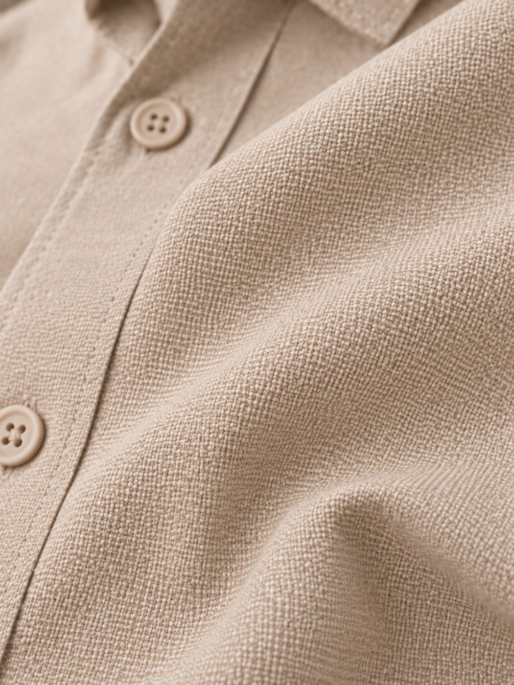 Bemount Bemount Stone Beige Oxford Shirt in Stone Beige, texture closeup view