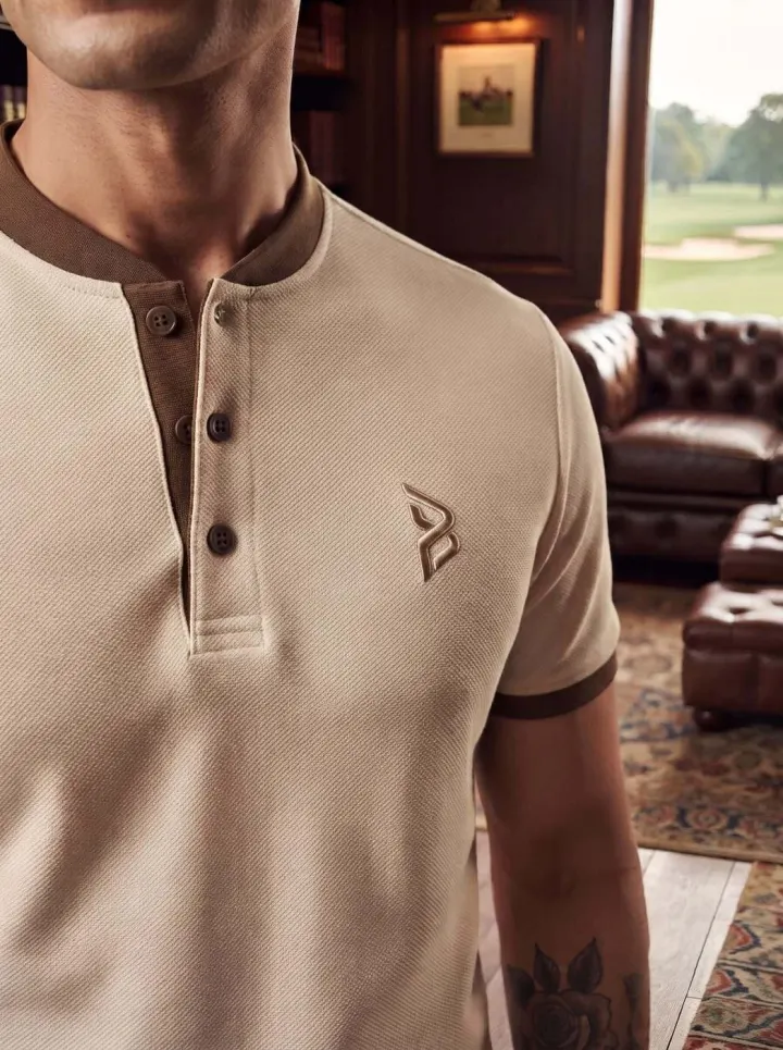 Bemount Cream & Brown Tipped Polo