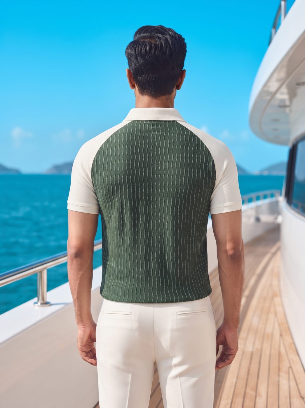 Green Raglan Pinstripe Polo