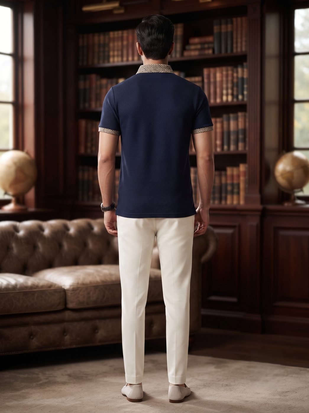 Navy Diamond Collar Polo