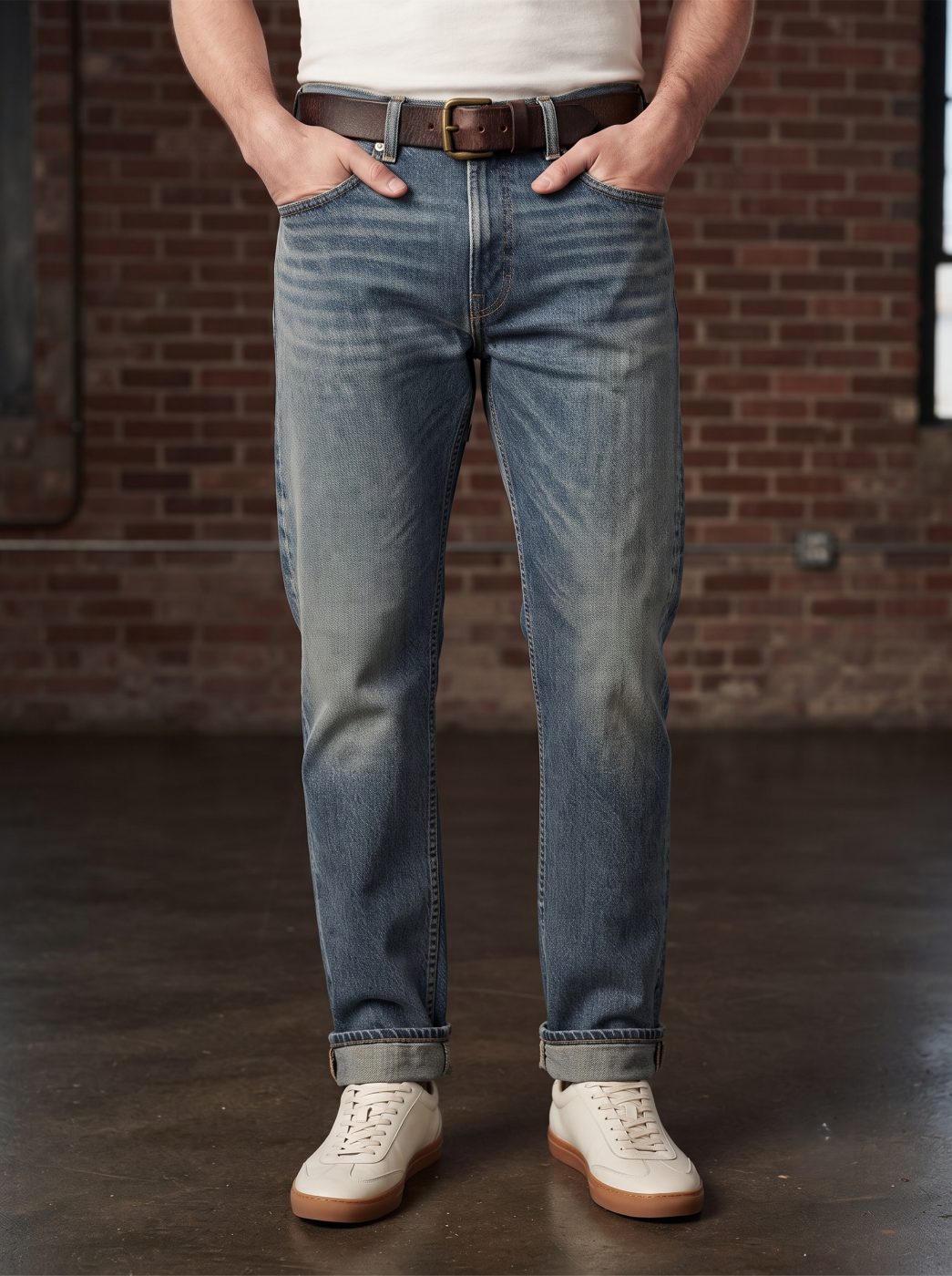 Bemount Bemount Stonewash Vintage Regular Jeans in Stonewash Blue, front view