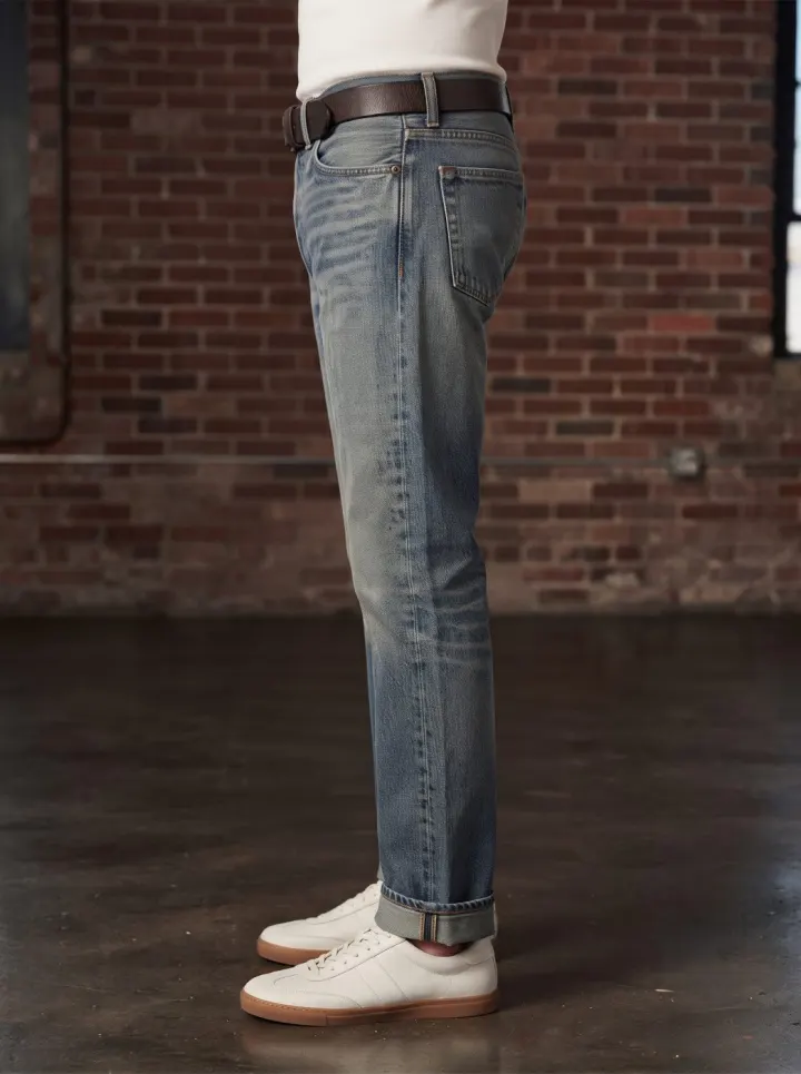 Bemount Bemount Stonewash Vintage Regular Jeans in Stonewash Blue, side view