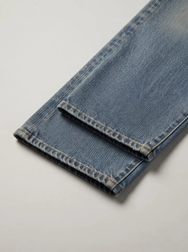 Bemount Bemount Stonewash Vintage Regular Jeans in Stonewash Blue, hem view