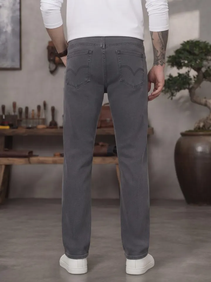 Bemount Bemount Washed Charcoal Grey Regular Jeans in Washed Charcoal Grey, back view