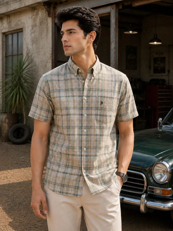 Auren Plaid Linen-Cotton Shirt