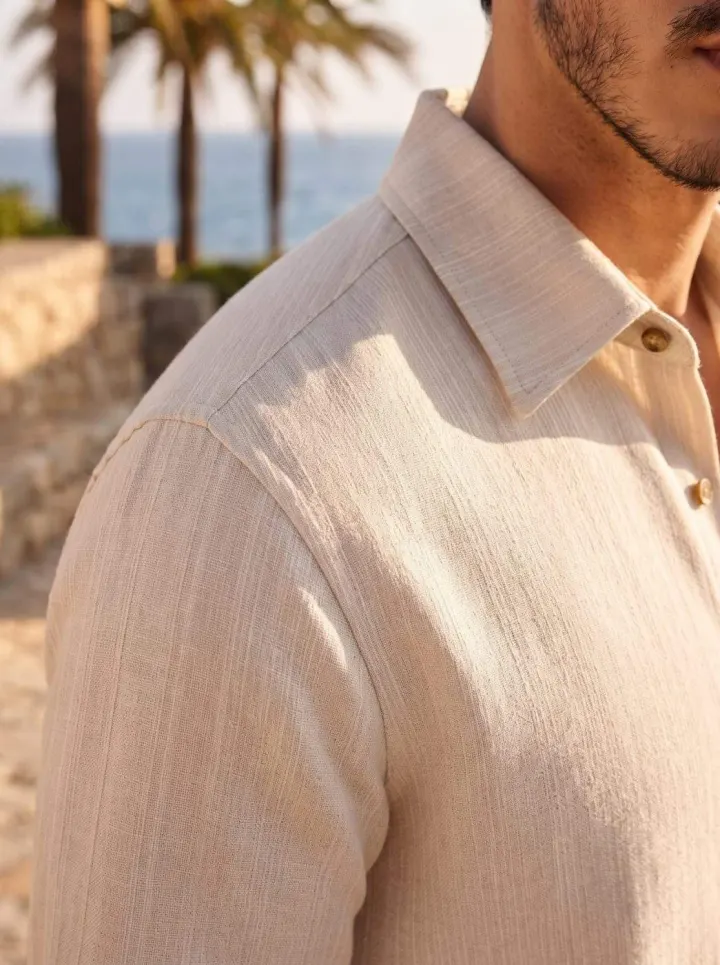 Bemount Cream Beige Linen-Cotton Shirt