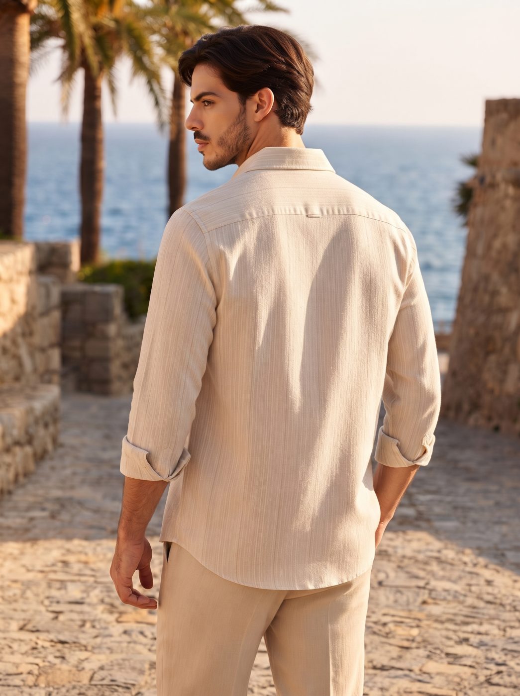 Cream Beige Linen-Cotton Shirt