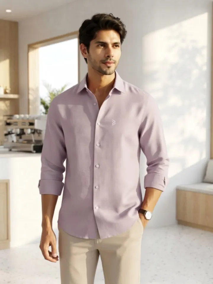 Bemount Riviera Lavender Linen-Blend Shirt