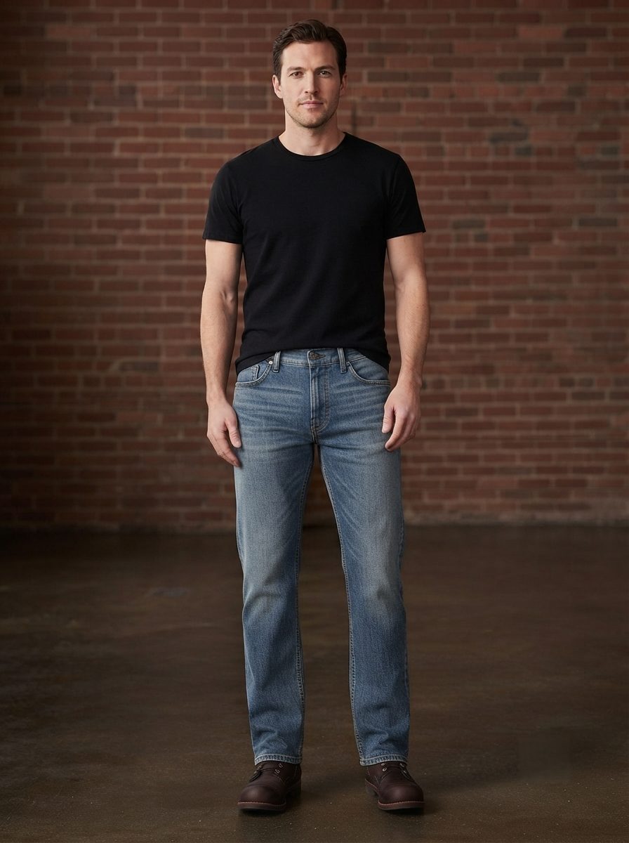 Bemount Bemount 1993 Vintage Straight Jeans in Vintage Blue, front view