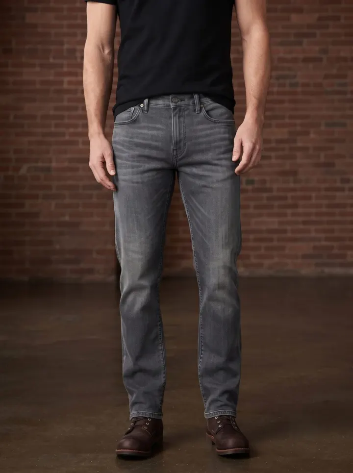Bemount Bemount Concrete Soul Straight Jeans in Concrete Grey, front view