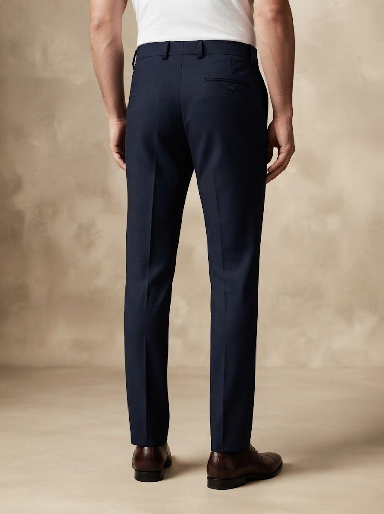 Classic Navy Tailored Trouser, back view