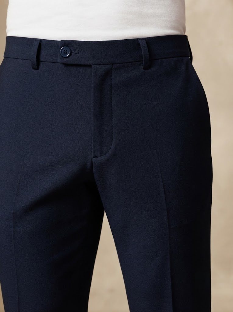 Classic Navy Tailored Trouser, waist view