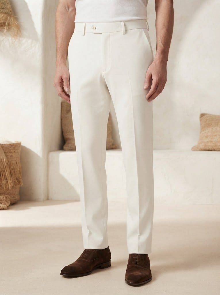 Crisp Ecru Tailored Trouser, front view