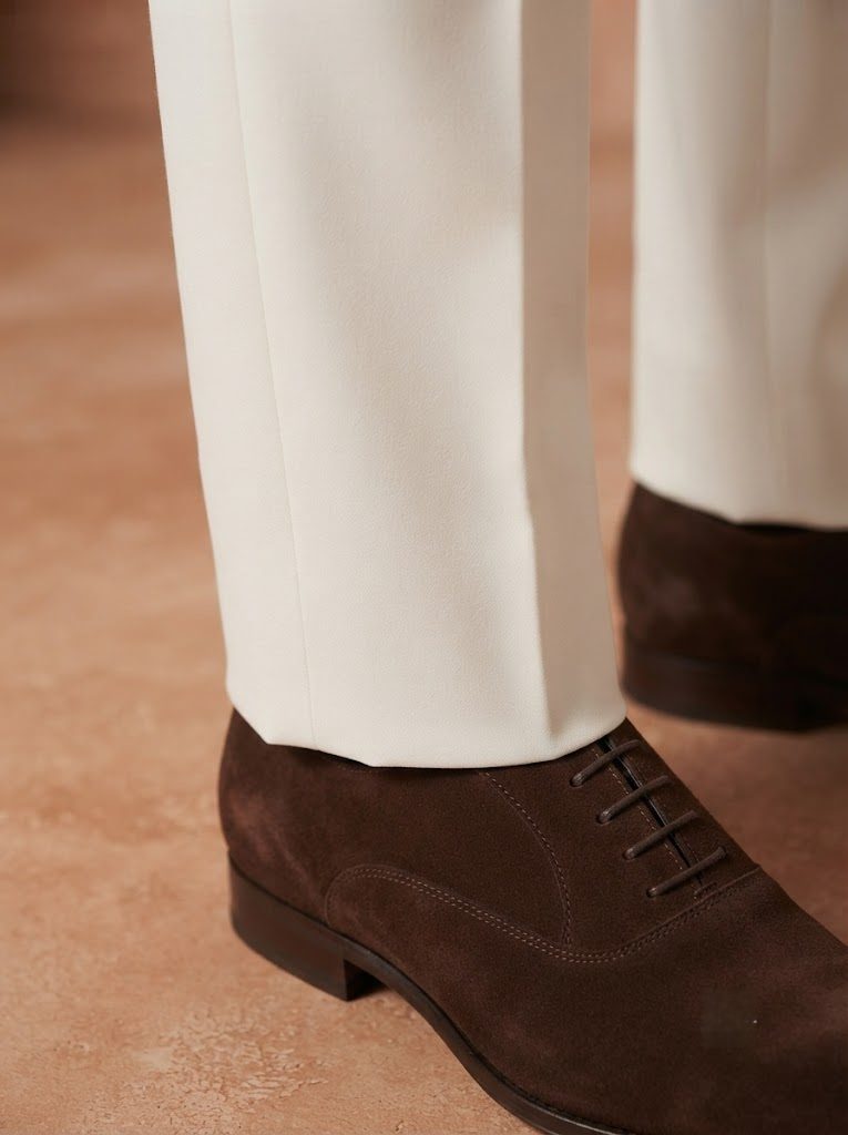Crisp Ecru Tailored Trouser, hem view